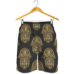 Gold Hamsa Pattern Print Men's Shorts