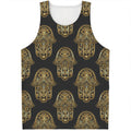 Gold Hamsa Pattern Print Men's Tank Top