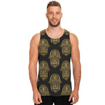 Gold Hamsa Pattern Print Men's Tank Top