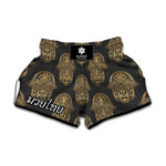 Gold Hamsa Pattern Print Muay Thai Boxing Shorts