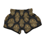 Gold Hamsa Pattern Print Muay Thai Boxing Shorts