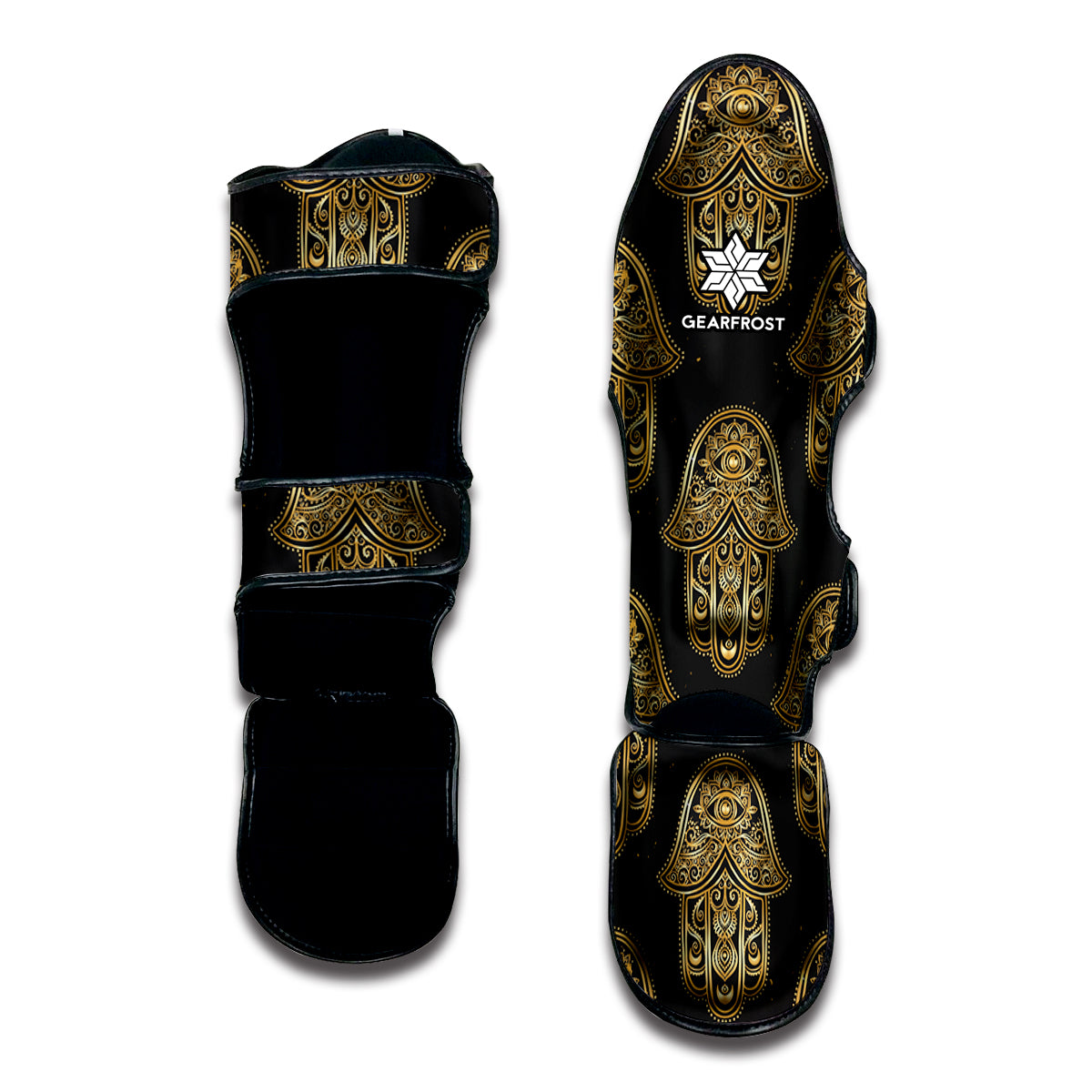 Gold Hamsa Pattern Print Muay Thai Shin Guard