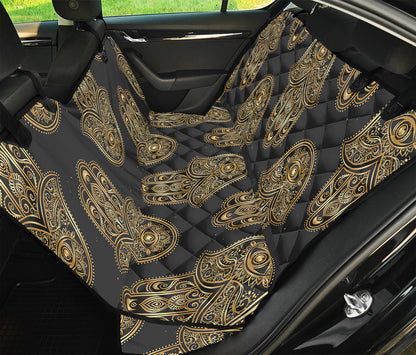 Gold Hamsa Pattern Print Pet Car Back Seat Cover