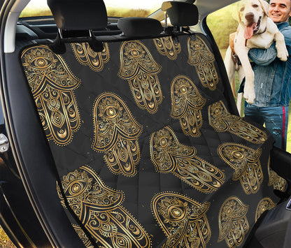Gold Hamsa Pattern Print Pet Car Back Seat Cover