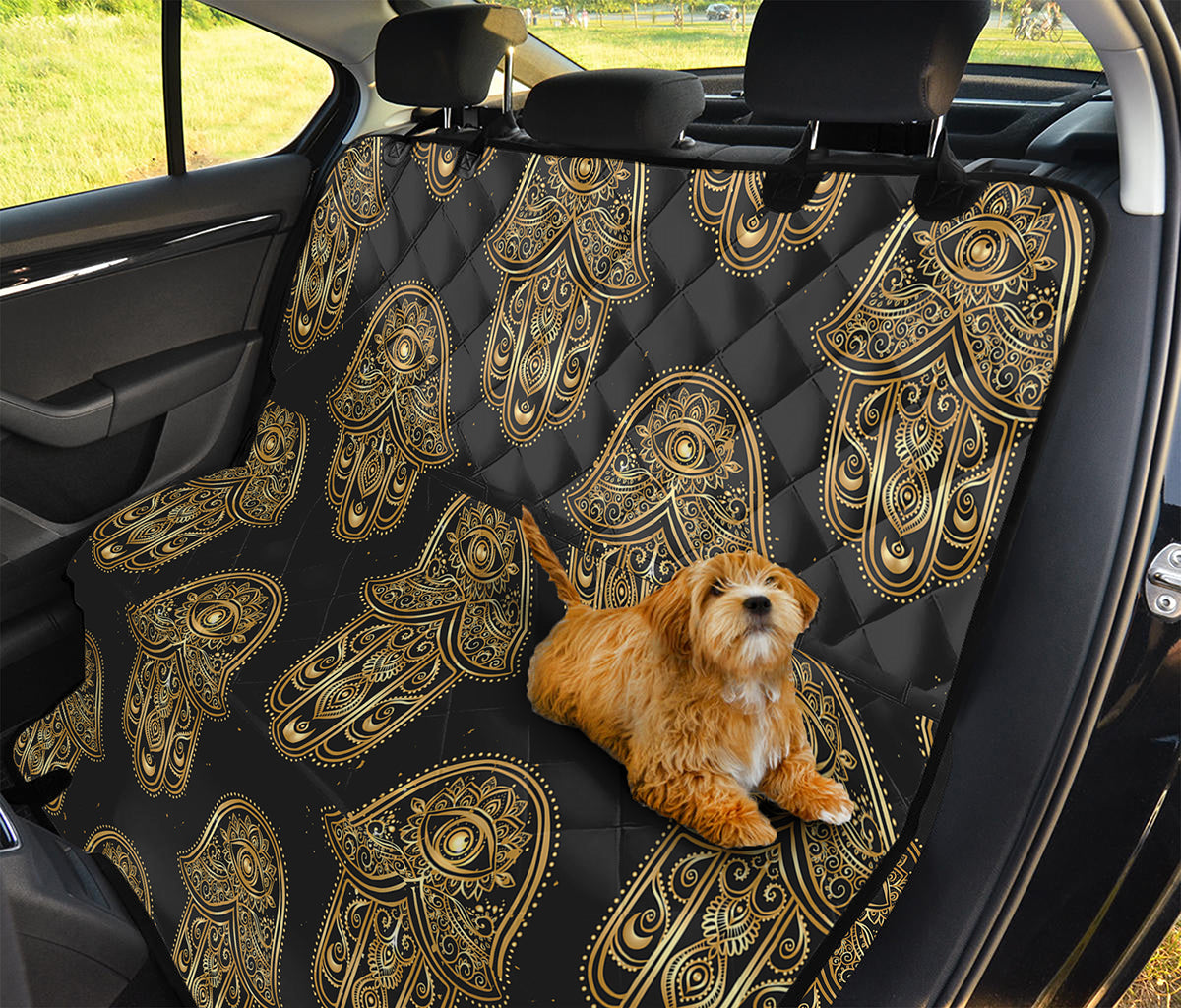 Gold Hamsa Pattern Print Pet Car Back Seat Cover
