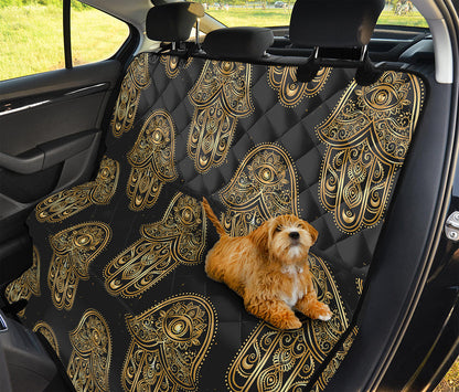 Gold Hamsa Pattern Print Pet Car Back Seat Cover