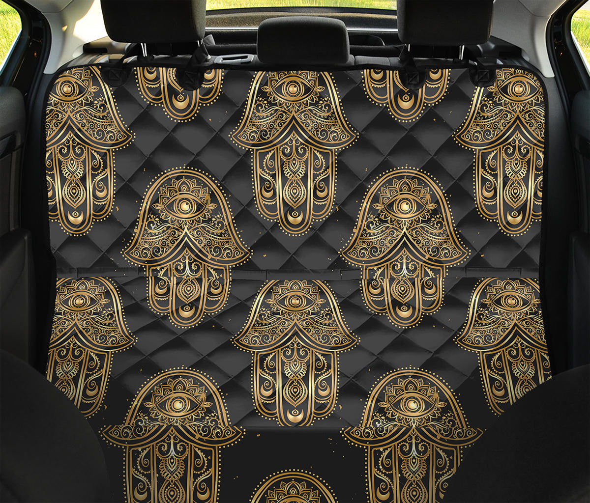 Gold Hamsa Pattern Print Pet Car Back Seat Cover