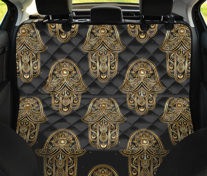 Gold Hamsa Pattern Print Pet Car Back Seat Cover