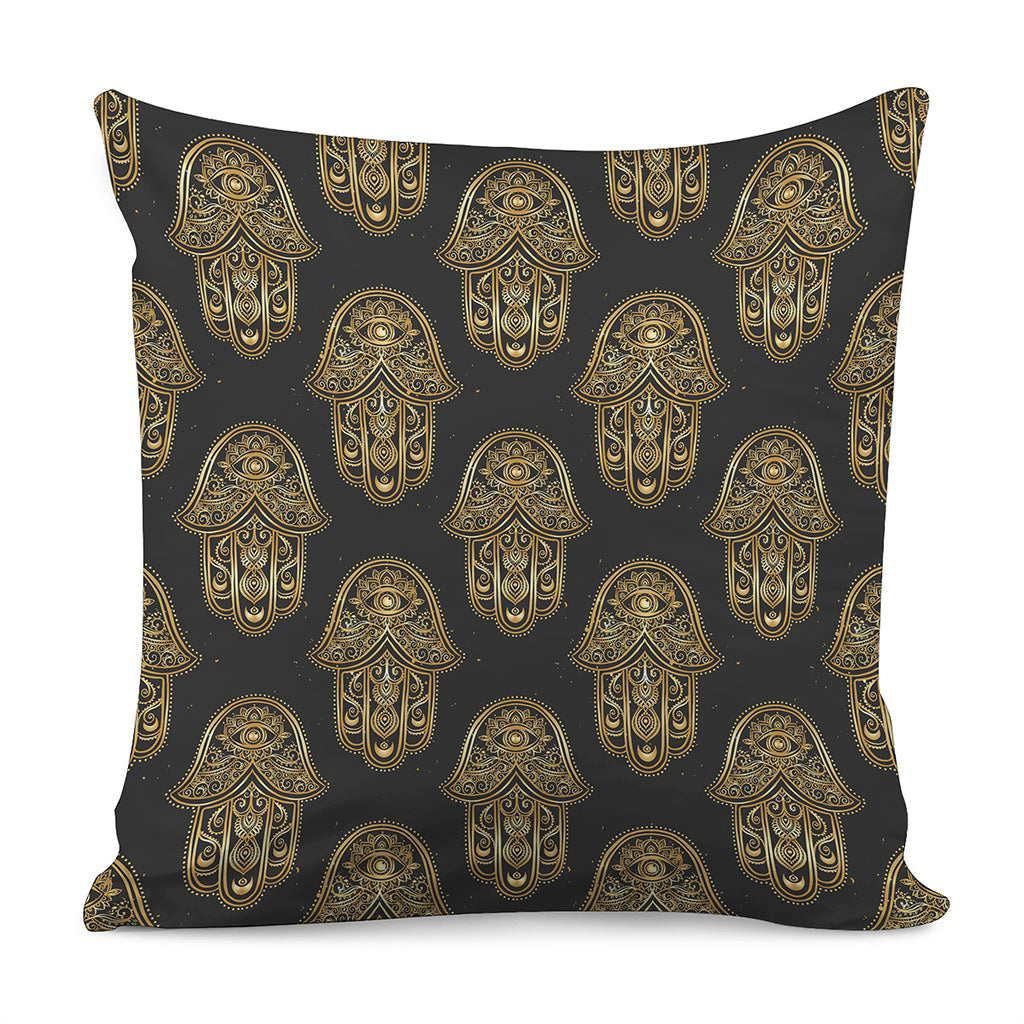 Gold Hamsa Pattern Print Pillow Cover