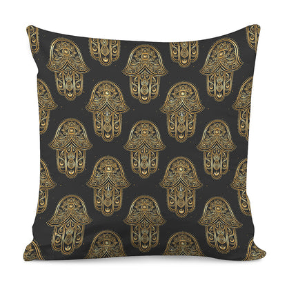 Gold Hamsa Pattern Print Pillow Cover