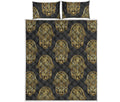 Gold Hamsa Pattern Print Quilt Bed Set
