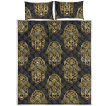 Gold Hamsa Pattern Print Quilt Bed Set
