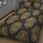 Gold Hamsa Pattern Print Quilt Bed Set