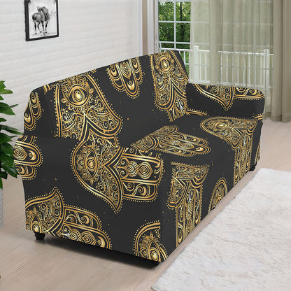 Gold Hamsa Pattern Print Sofa Cover