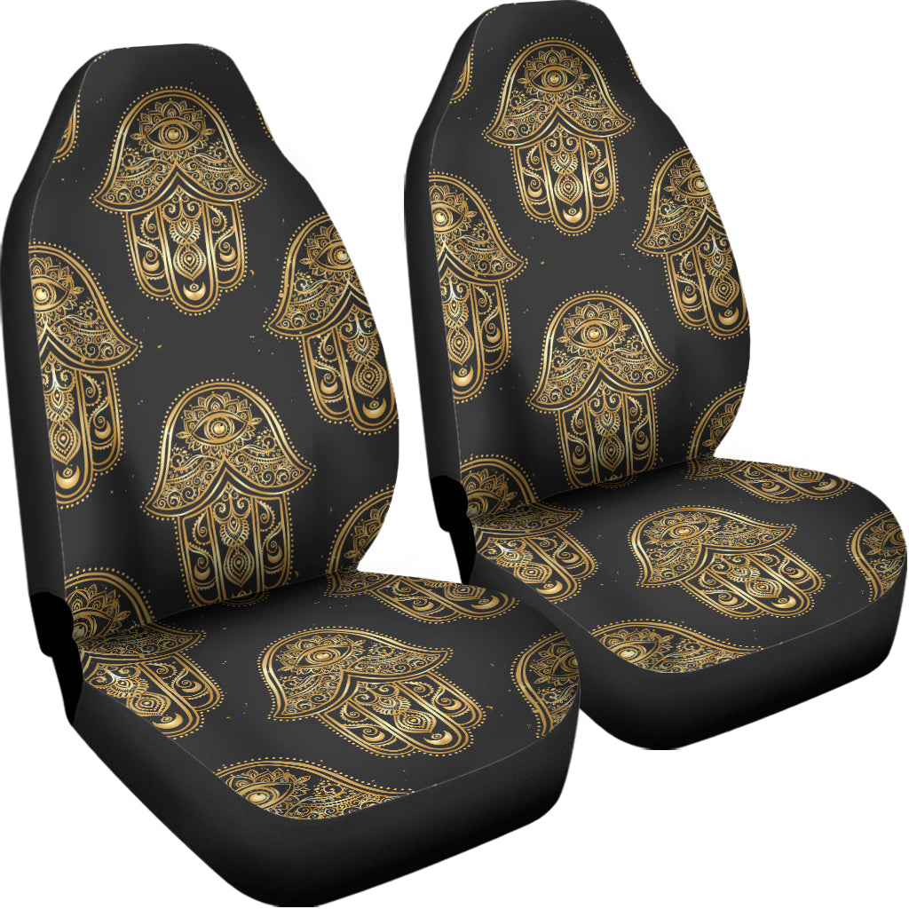 Gold Hamsa Pattern Print Universal Fit Car Seat Covers