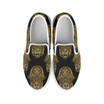 Gold Hamsa Pattern Print White Slip On Shoes