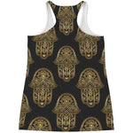 Gold Hamsa Pattern Print Women's Racerback Tank Top