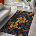 Gold Japanese Dragon Pattern Print Floor Mat
