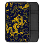 Gold Japanese Dragon Pattern Print Car Center Console Cover