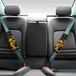 Gold Japanese Dragon Pattern Print Car Seat Belt Covers