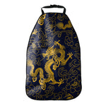Gold Japanese Dragon Pattern Print Car Seat Organizers