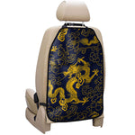 Gold Japanese Dragon Pattern Print Car Seat Organizers