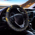Gold Japanese Dragon Pattern Print Car Steering Wheel Cover