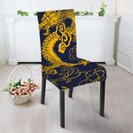 Gold Japanese Dragon Pattern Print Dining Chair Slipcover