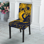 Gold Japanese Dragon Pattern Print Dining Chair Slipcover