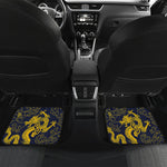 Gold Japanese Dragon Pattern Print Front and Back Car Floor Mats