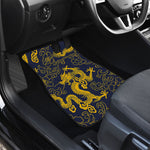 Gold Japanese Dragon Pattern Print Front Car Floor Mats