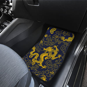 Gold Japanese Dragon Pattern Print Front Car Floor Mats