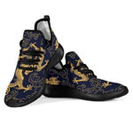 Gold Japanese Dragon Pattern Print Mesh Knit Shoes GearFrost