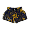 Gold Japanese Dragon Pattern Print Muay Thai Boxing Shorts