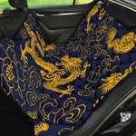 Gold Japanese Dragon Pattern Print Pet Car Back Seat Cover