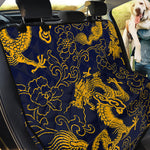 Gold Japanese Dragon Pattern Print Pet Car Back Seat Cover