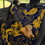 Gold Japanese Dragon Pattern Print Pet Car Back Seat Cover