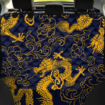 Gold Japanese Dragon Pattern Print Pet Car Back Seat Cover