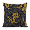 Gold Japanese Dragon Pattern Print Pillow Cover