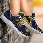 Gold Japanese Dragon Pattern Print Sport Shoes GearFrost