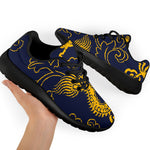 Gold Japanese Dragon Pattern Print Sport Shoes GearFrost