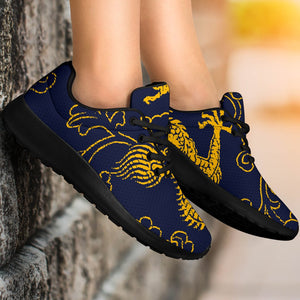 Gold Japanese Dragon Pattern Print Sport Shoes GearFrost