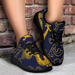 Gold Japanese Dragon Pattern Print Sport Shoes GearFrost