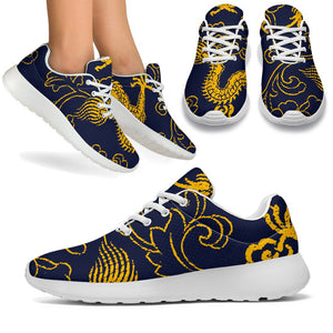 Gold Japanese Dragon Pattern Print Sport Shoes GearFrost