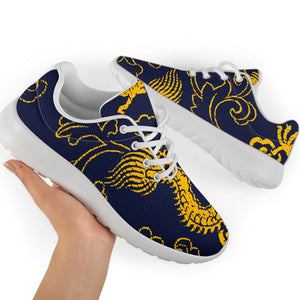 Gold Japanese Dragon Pattern Print Sport Shoes GearFrost