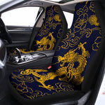 Gold Japanese Dragon Pattern Print Universal Fit Car Seat Covers