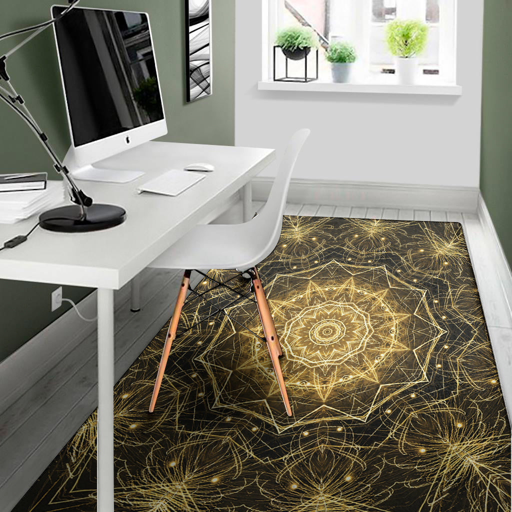 Gold Kaleidoscope Print Area Rug