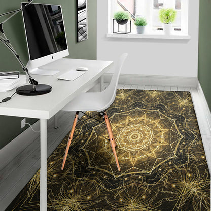 Gold Kaleidoscope Print Area Rug