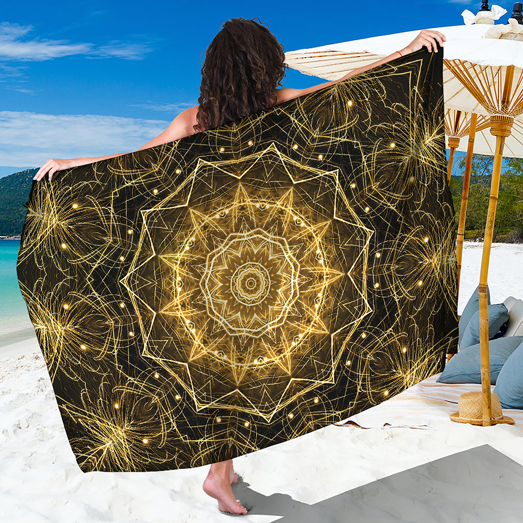 Gold Kaleidoscope Print Beach Sarong Wrap