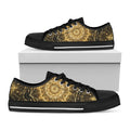 Gold Kaleidoscope Print Black Low Top Sneakers